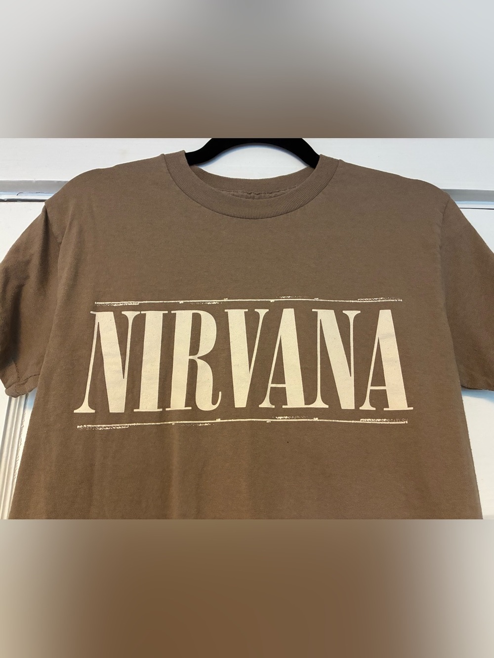 NIRVANA Brown Short Sleeve Tee with Cream Block Logo